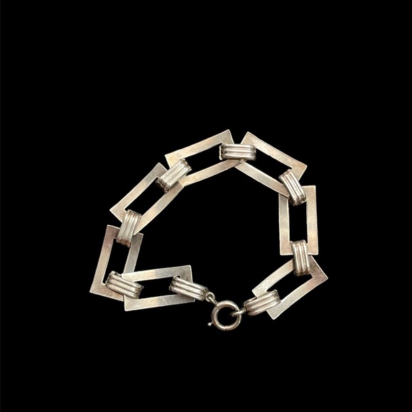 Art deco sterling and enameled bracelet - Picture 2 of 4